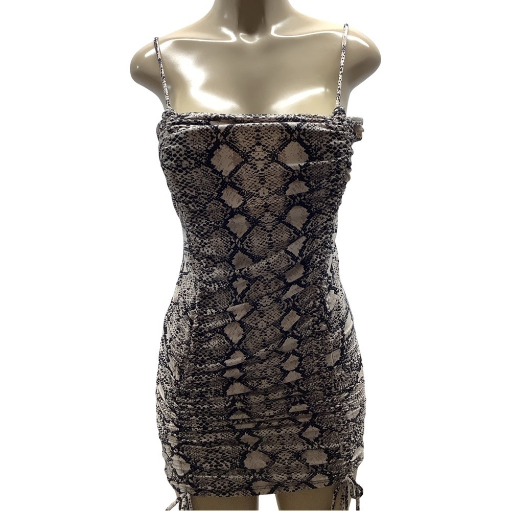 See You Monday Size Large Animal Print Mini Dress W/Adjustable Straps. Preloved
